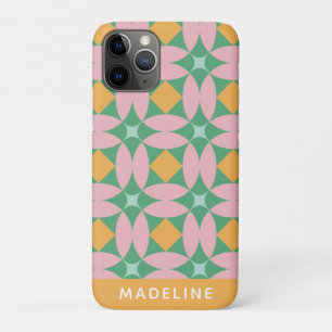 Funda Para iPhone 11 Pro Patrón retro medio siglo de color verde personaliz