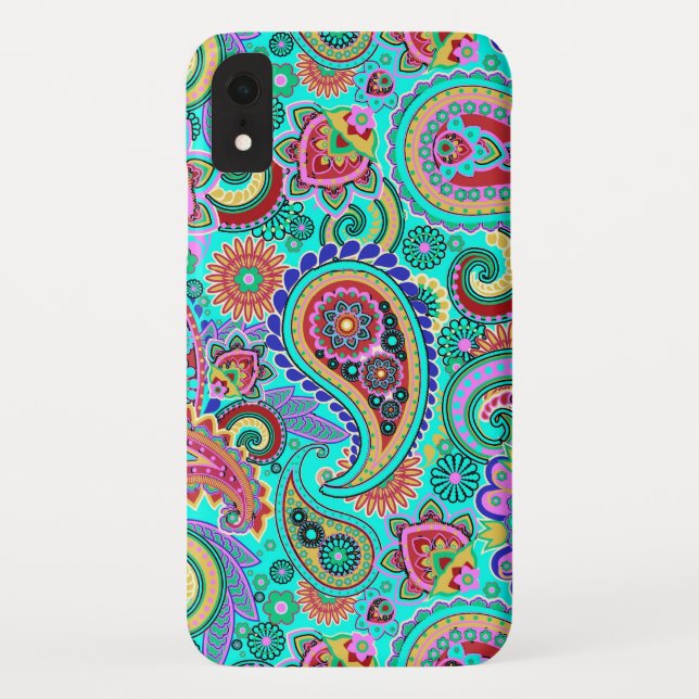 Funda De Case-Mate Para iPhone Patrón retro paisley (Reverso)