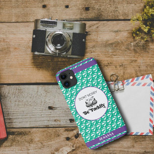 Funda Para iPhone 11 Patrón Retro Verde Claro Canoa Nutria Nombre Perso