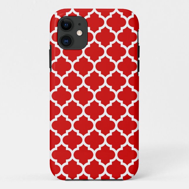Funda De Case-Mate Para iPhone Patrón rojo blanco marroquí de quatrefol #5 (Reverso)