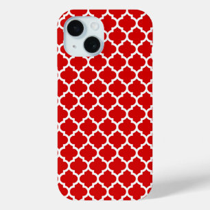 Funda Para iPhone 15 Patrón rojo blanco marroquí de quatrefol #5