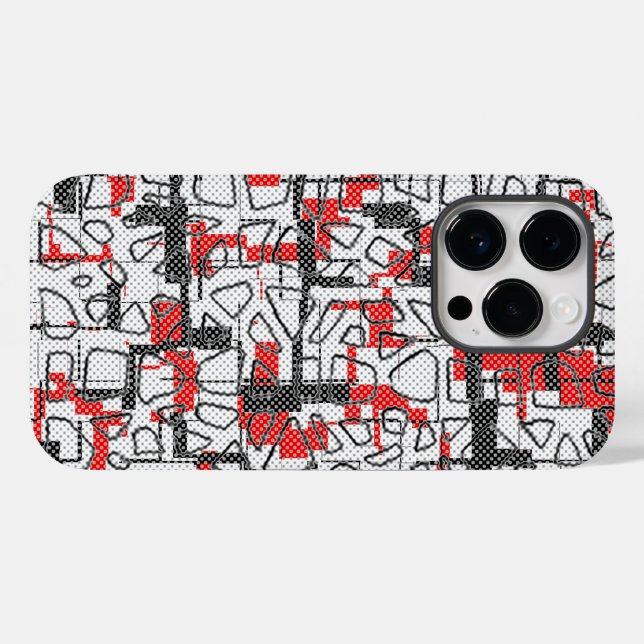 Funda De Case-Mate Para iPhone Patrón rojo blanco negro (Reverso (Horizontal))