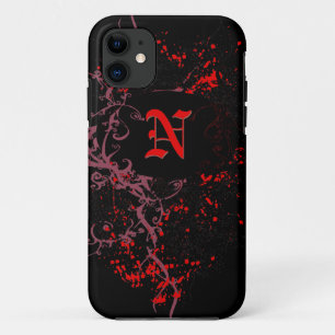 Funda Para iPhone 11 Patrón rojo con monograma N