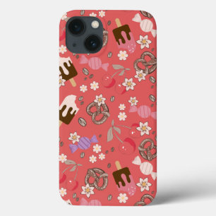 Funda Para iPhone 13 Patrón rojo de los tratamientos dulces y salados