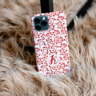 Funda Para iPhone 11 Patrón rojo flojo Moderno Elegante Monogramado