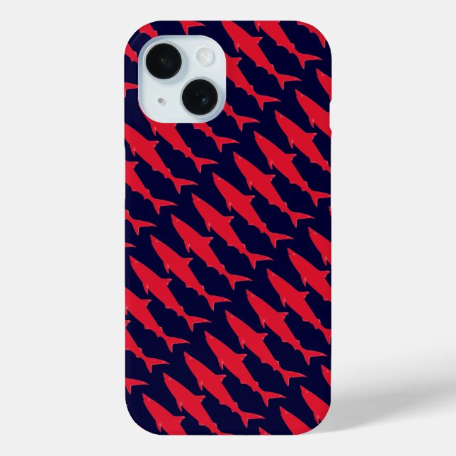 Funda De Case-Mate Para iPhone Patrón rojo y azul fresco de los tiburones (Reverso )