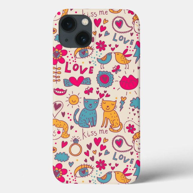 Funda De Case-Mate Para iPhone Patrón romántico colorido (Reverso)