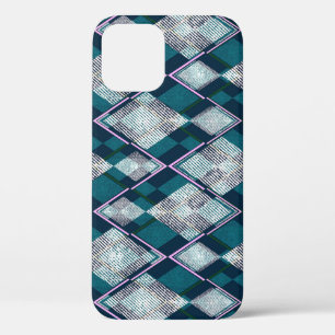 Funda Para iPhone 12 Patrón rombombante geométrico turquesa sin soldadu