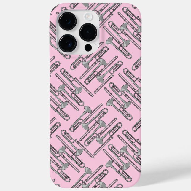 Funda De Case-Mate Para iPhone Patrón rosa de crosshatch de trombón gris (Reverso)