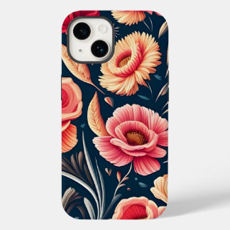 Funda Para iPhone 14 De Case-Mate Patrón rosa, Naranja y flor roja vintage