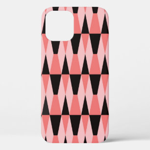 Funda Para iPhone 12 Patrón rosa negro geométrico negrita