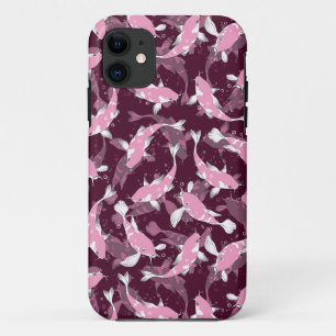 Funda Para iPhone 11 Patrón rosa y púrpura - Koi Fish