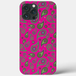 Funda Para iPhone 13 Pro Max Patrón rosa y verde paisley