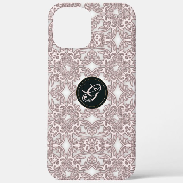 Funda De Case-Mate Para iPhone Patrón rosado victoriano. Inicial. (Reverso )