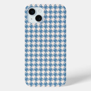 Funda Para iPhone 15 Mini Patrón Rpt Azul/Crema de Houndstoth