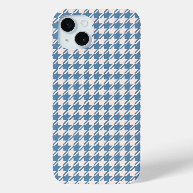Funda De Case-Mate Para iPhone Patrón Rpt Azul/Crema de Houndstoth (Reverso )