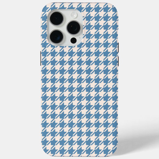 Funda De Case-Mate Para iPhone Patrón Rpt Azul/Crema de Houndstoth (Reverso )