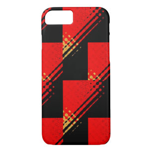 Funda Para iPhone 8/7 Patrón Rústico Rojo Negro Oro