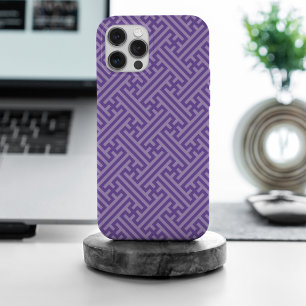 Funda Para iPhone 15 Pro Max Patrón Sayagata, japonés, púrpura y rosa