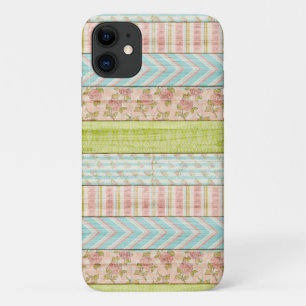 Funda Para iPhone 11 Patrón Shabby Rosa Pastel en cabaña de madera rúst