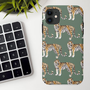 Funda Para iPhone 11 Patrón silvestre de los tigres de acuarela tropica