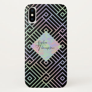 Funda Para iPhone X Patrón simétrico holográfico moderno - Maletín par