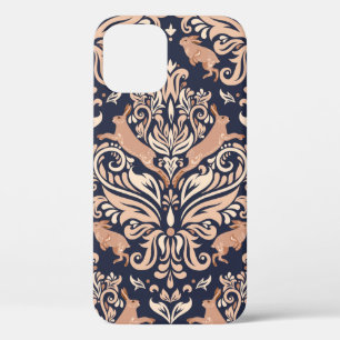 Funda Para iPhone 12 Patrón simétrico sin foco en el estilo Damasco.