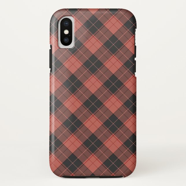 Funda De Case-Mate Para iPhone Patrón simple de cuadros escoceses en rojo (Reverso)