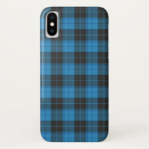 Funda Para iPhone X Patrón simple de tartán en azul oscuro