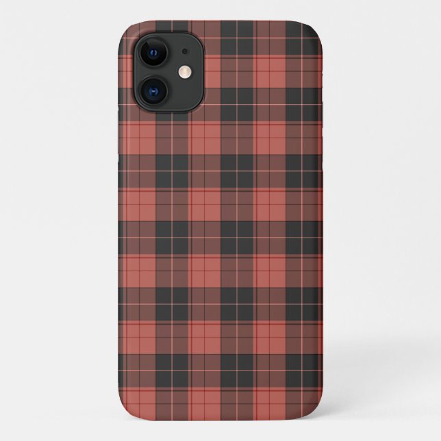 Funda De Case-Mate Para iPhone Patrón simple de tartán en rojo (Reverso)