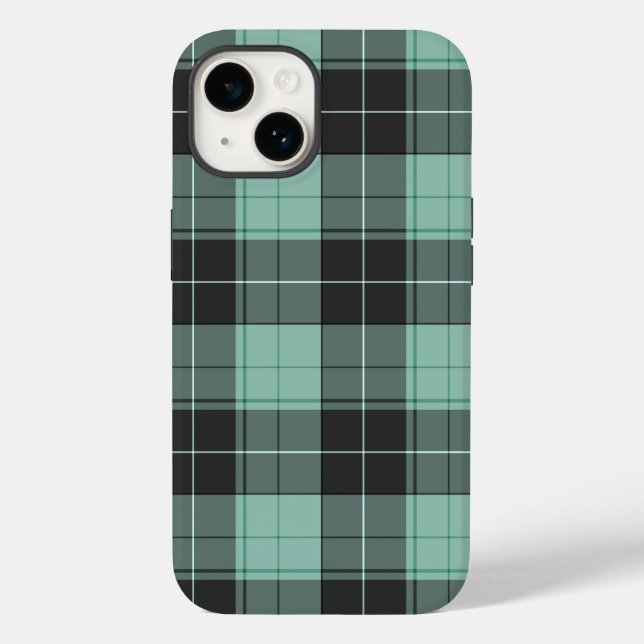 Funda De Case-Mate Para iPhone Patrón simple de tartán en turquesa (Reverso )