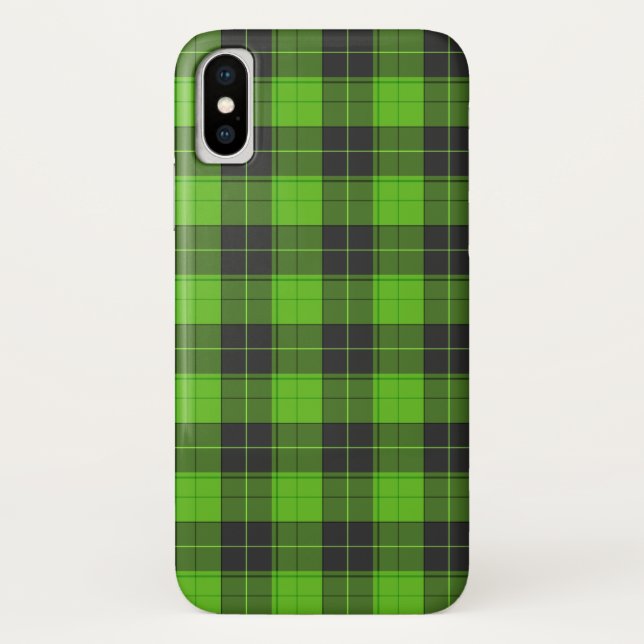 Funda De Case-Mate Para iPhone Patrón simple de tartán en verde oscuro (Reverso)