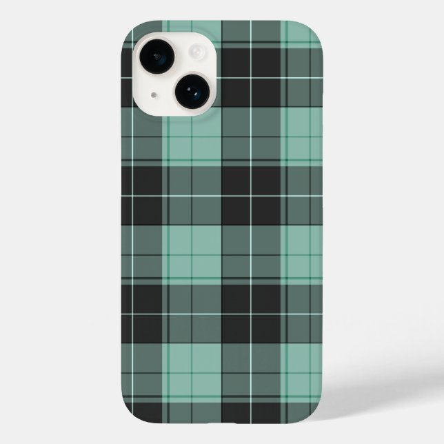Funda De Case-Mate Para iPhone Patrón simple tartán en turquesa (Reverso )