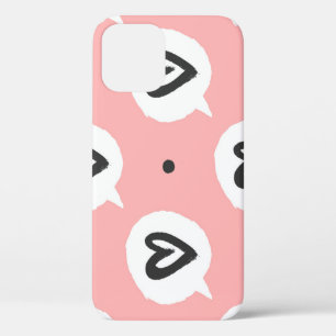 Funda Para iPhone 12 Patrón sin brillo con corazones.