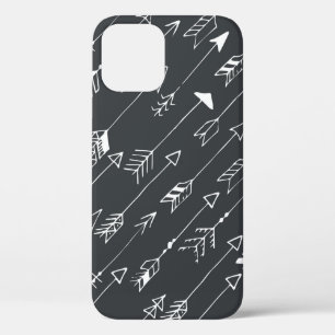 Funda Para iPhone 12 Patrón sin brillo con flechas sobre un fondo negro