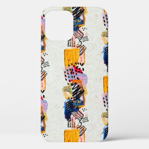 Funda Para iPhone 12 Patrón sin brillo con trazos de pintura dibujados 