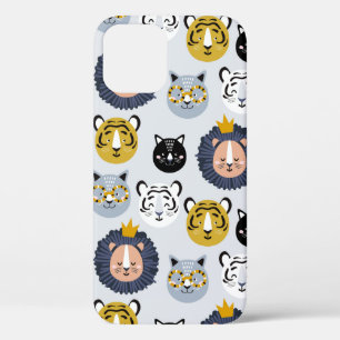 Funda Para iPhone 12 Patrón sin costura infantil con leones dibujados a