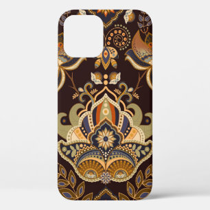 Funda Para iPhone 12 Patrón sin costuras floral de Paisley. Fondo oscur