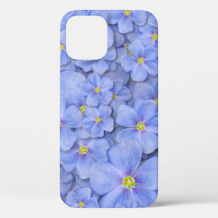 Funda Para iPhone 12 patrón sin costuras textil con flores azules. deco