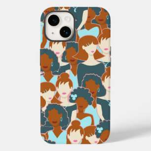 Funda Para iPhone 14 De Case-Mate Patrón sin fisuras con chicas negros y chicas blan