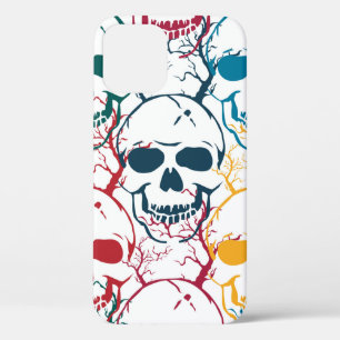 Funda Para iPhone 12 Patrón sin fisuras de Halloween con cráneos. Color