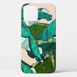 Funda Para iPhone 12 Patrón sin fisuras de hojas tropicales bananeras