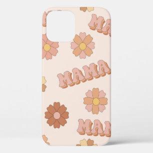 Funda Para iPhone 12 Patrón sin fisuras de mamá hippie. Fondo groovy. M
