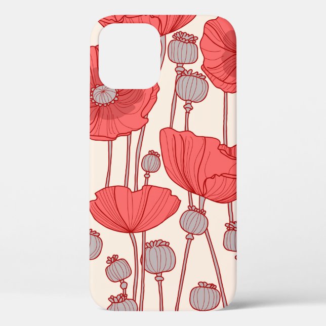 Funda De Case-Mate Para iPhone Patrón sin foco con amapolas.  (Reverso )
