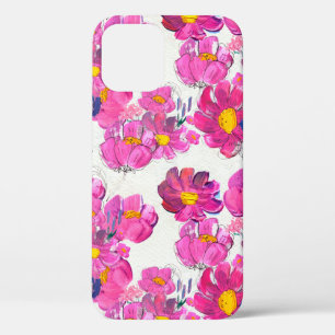 Funda Para iPhone 12 Patrón sin foco con bellas flores. Acuarela