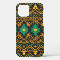 Patrón sin foco con bordado. Ikat Fabric. Eth