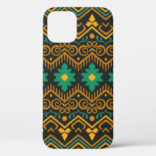 Funda Para iPhone 12 Patrón sin foco con bordado. Ikat Fabric. Eth