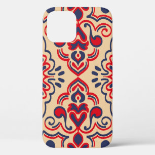 Funda Para iPhone 12 Patrón sin foco con bordado. Ikat Fabric. Eth