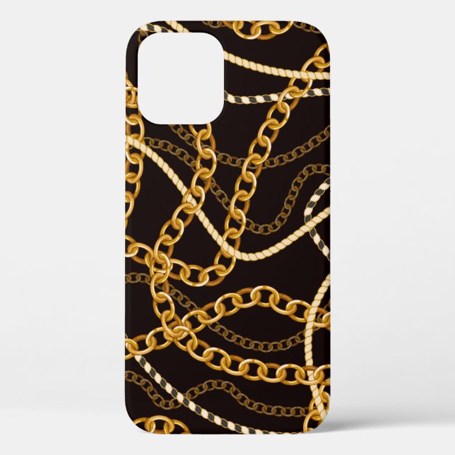 Funda De Case-Mate Para iPhone Patrón sin foco con cadenas doradas.  (Reverso )