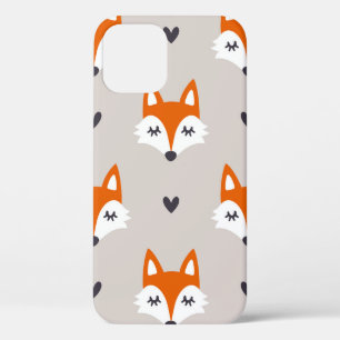 Funda Para iPhone 12 Patrón sin foco con caras de zorro. Repetición de 
